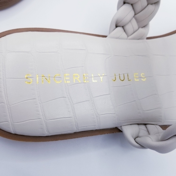 Sincerely Jules Ivory Vicki Double Braided Criss Cross Croco Band Sandals 9.5 - Picture 7 of 9